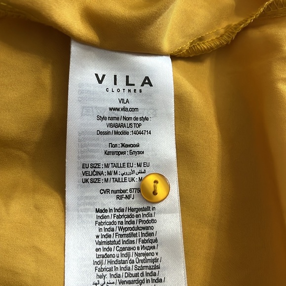 VILA Yellow Lace Long Bell Sleeve Blouse M NWOT - Picture 13 of 16